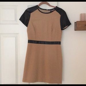 Club Monaco dress - camel and black leather